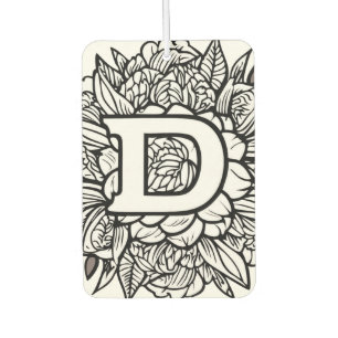 Personalised Tattoo-Style Black and White Monogram Car Air Freshener