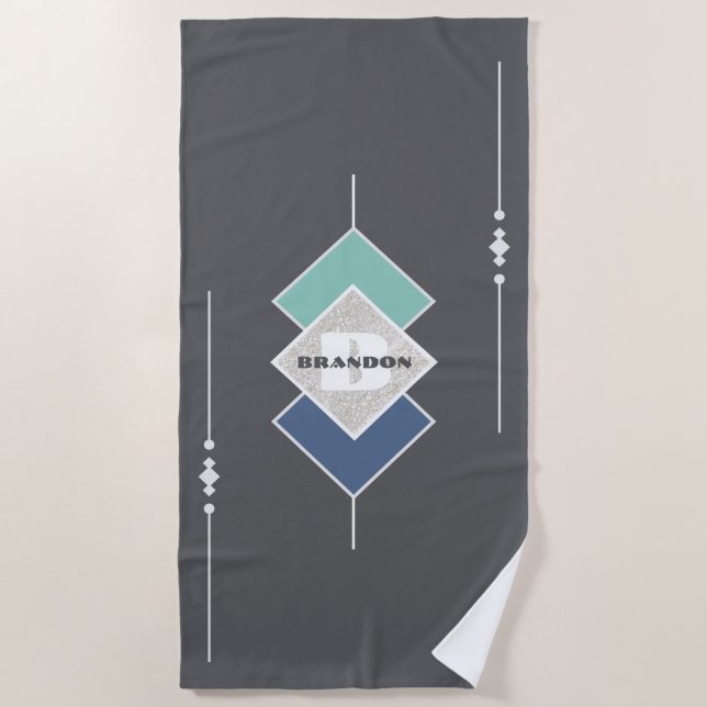 Personalised Taupe Elegant Beach Towel (Front)