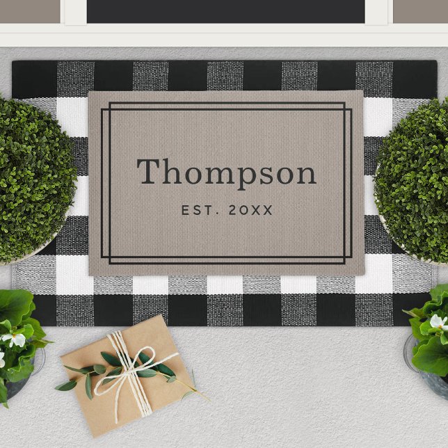 Personalised Taupe Grey Family Last Name Monogram Doormat (Creator Uploaded)