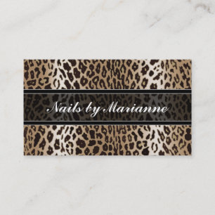 Personalised Taupe Leopard Animal Print Business Card