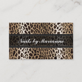 Personalised Taupe Leopard Animal Print Business Card