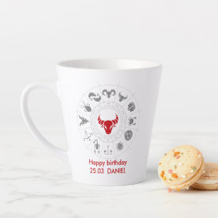 Personalised Taurus Zodiac Birthday Gift Latte Mug