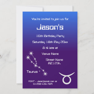 Personalised Taurus Zodiac Galaxy Party Invitation