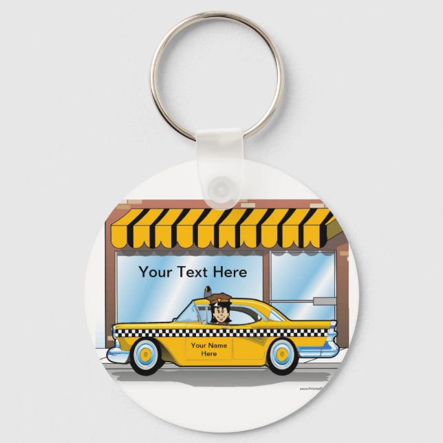Personalised Taxi Cab Driver  Key Ring (Front)
