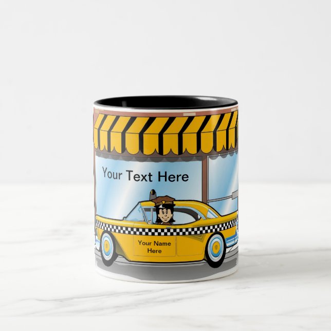 Personalised Taxi Cab Driver Two-Tone Coffee Mug (Center)