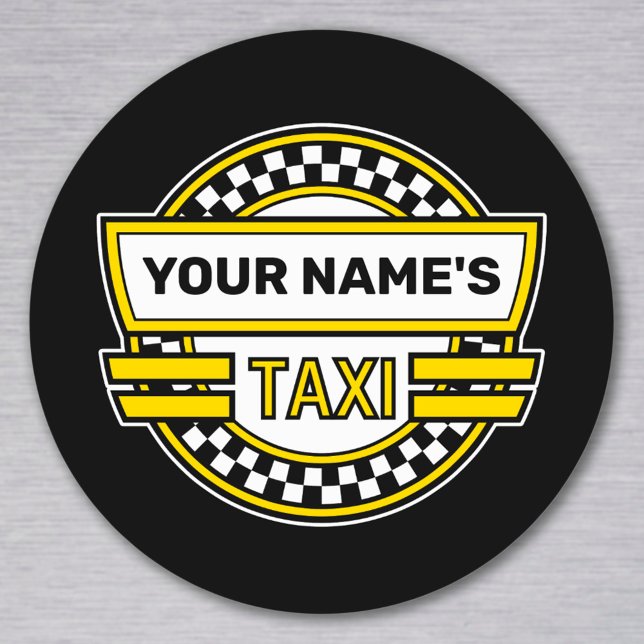 Personalised Taxi Sign Classic Round Sticker (Creator Uploaded)