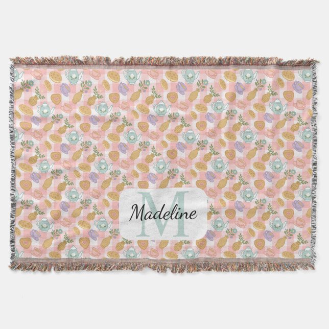Personalised Tea & Baker Monogram Throw Blanket (Front)