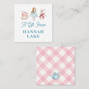 Personalised Tea Party Pink Gingham Girls Gift Enclosure Card