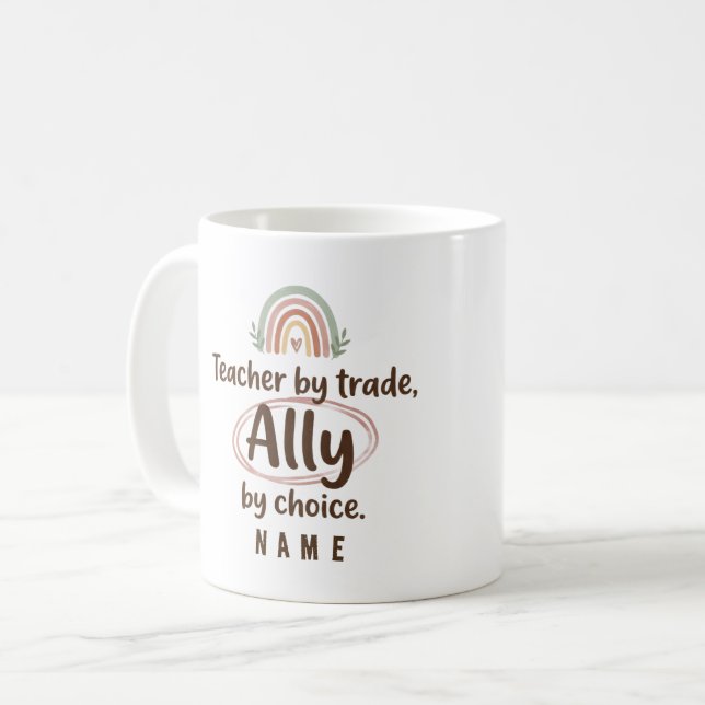 Personalised Teacher Ally mug cup - Supportive Ed (Front Left)