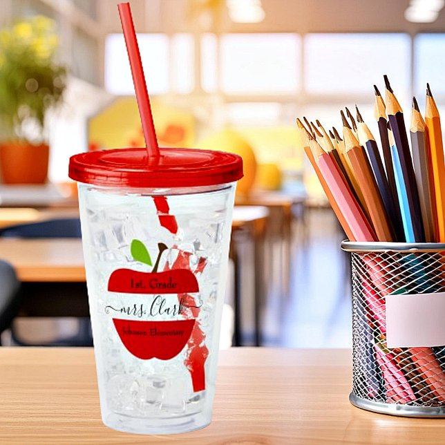 Personalised Teacher apple   Acrylic Tumbler (Creator Uploaded)