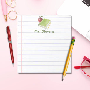 Personalised teacher apple and book back to school notepad