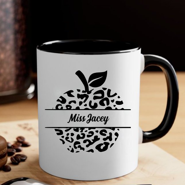 Personalised  Teacher Apple Name, Custom Teacher Coffee Mug (Custom Teacher, Gift For Teacher, Apple Teacher, Personalized Name Teacher mug)