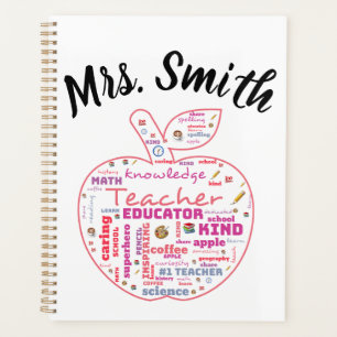 Personalised Teacher Apple Word Art Planner
