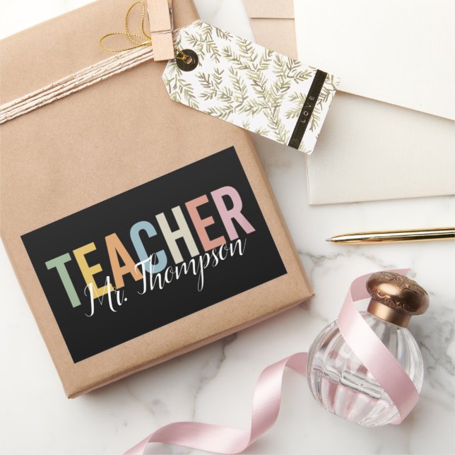 Personalised Teacher Appreciation Back to School  Rectangular Sticker (Gifting)