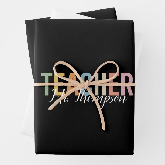 Personalised Teacher Appreciation Back to School  Wrapping Paper Sheet (In situ)