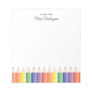 Personalised Teacher Appreciation Colourful Rainbo Notepad
