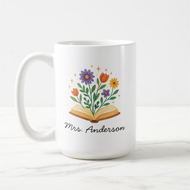 Personalised Teacher Appreciation Gift, Custom Flo Coffee Mug (Left)