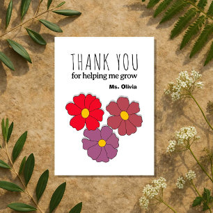 Personalised Teacher Appreciation Gift Custom Name Thank You Card
