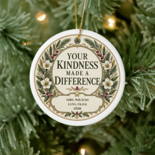 Personalised Teacher Appreciation Kindness Gift Ceramic Ornament