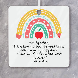 Personalised Teacher Appreciation  Metal Tree Decoration