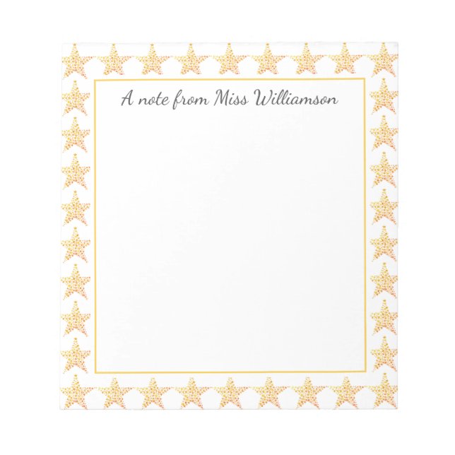 Personalised TEACHER APPRECIATION Stars Notepad (Front)