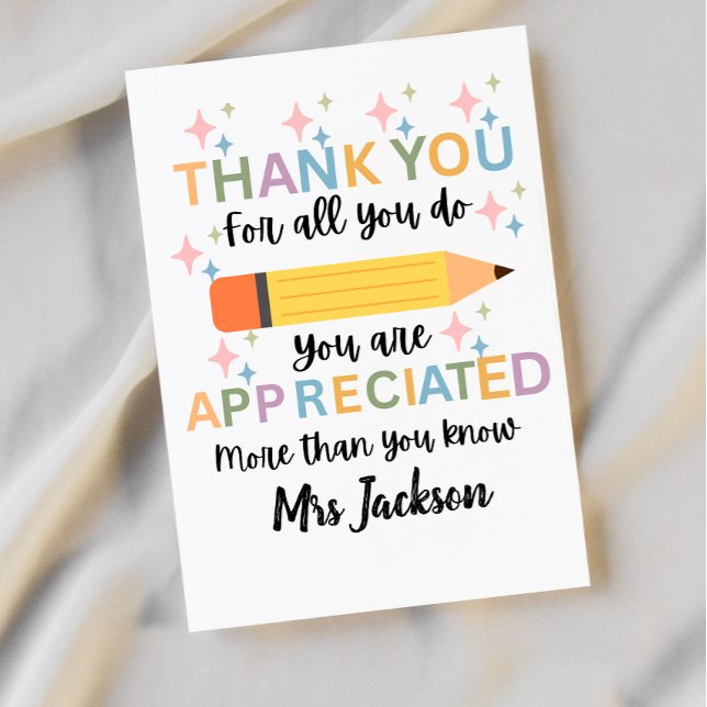 Personalised teacher appreciation thank you  card (Creator Uploaded)