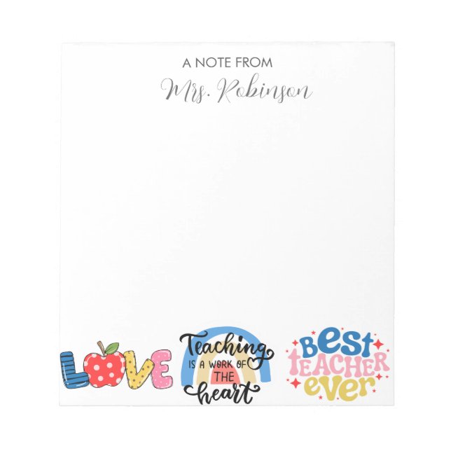 Personalised Teacher best teacher ever Notepad (Front)