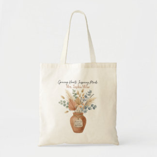 Personalised Teacher Boho Floral Tote Bag