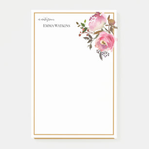 Personalised Teacher Bordered Autumn Roses Post-it Notes