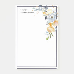 Personalised Teacher Bordered Watercolor Rose Post-it Notes