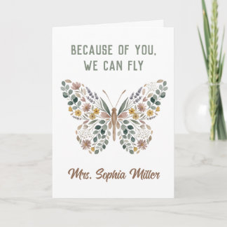 Personalised Teacher Butterfly Greeting Card