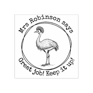 Personalised Teacher Cassowary Great Work Class Rubber Stamp