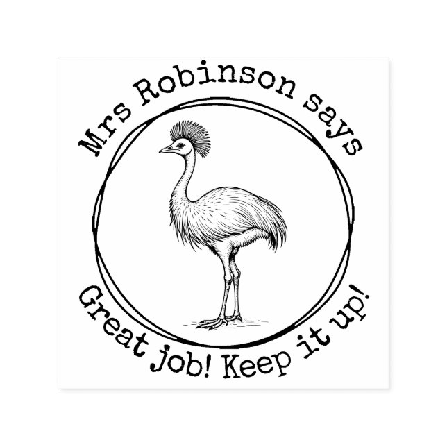 Personalised Teacher Cassowary Great Work Class Self-inking Stamp (Design)