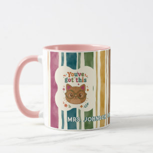 Personalised Teacher Cat Mug Custom Name & Grade