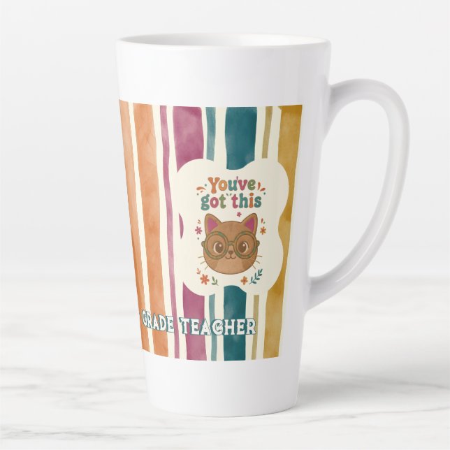 Personalised Teacher Cat Mug | Custom Name & Grade (Right)