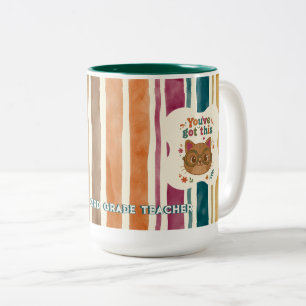 Personalised Teacher Cat Mug Custom Name & Grade