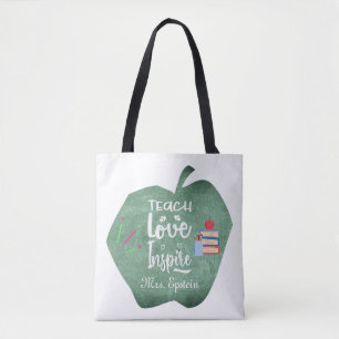 Personalised Teacher Chalkboard Apple Appreciation Tote Bag