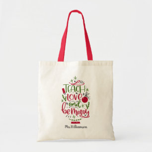 Personalised Teacher Christmas Quote Tote Bag