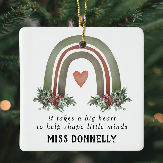 Personalised Teacher Christmas Rainbow Ceramic Ornament (Creator Uploaded)