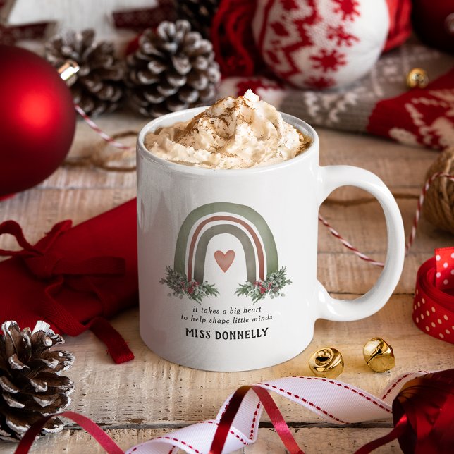 Personalised Teacher Christmas Rainbow Coffee Mug (Creator Uploaded)