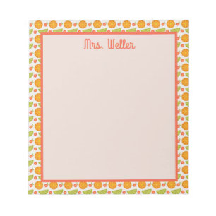 Personalised Teacher Citrus Fruit Border School Notepad