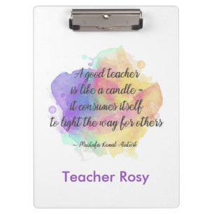 Personalised Teacher Clipboards (Candle Quote)