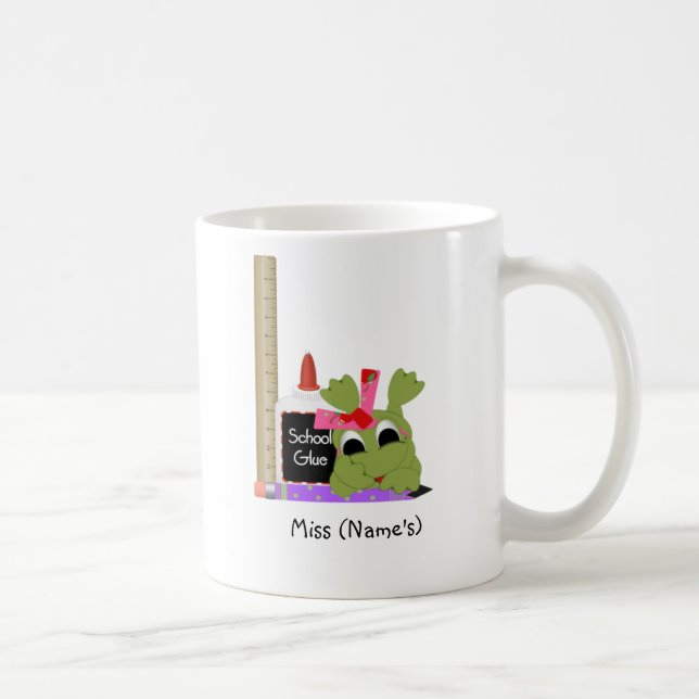 Personalised Teacher Coffee Mug-Cute Frog w/ Ruler Coffee Mug (Right)