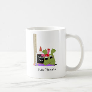 Personalised Teacher Coffee Mug-Cute Frog w/ Ruler Mug