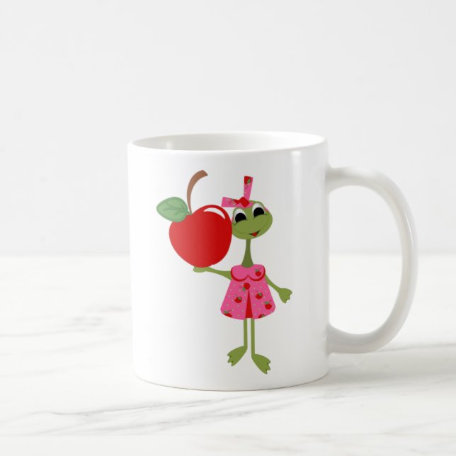 Personalised Teacher Coffee Mug-Cute Toad w/ Apple Mug (Right)