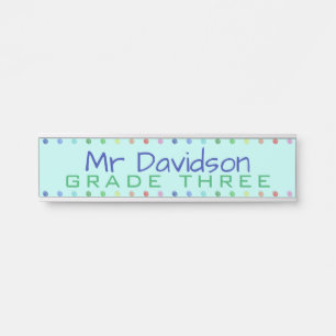 Personalised Teacher Coloured Dots Door Sign