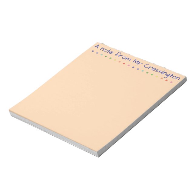 Personalised Teacher Coloured Dots Notepad (Rotated)