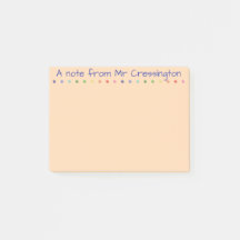 Personalised Teacher Coloured Dots Post-it Notes