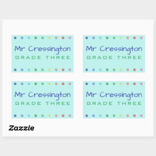 Personalised Teacher Coloured Dots Rectangular Sticker