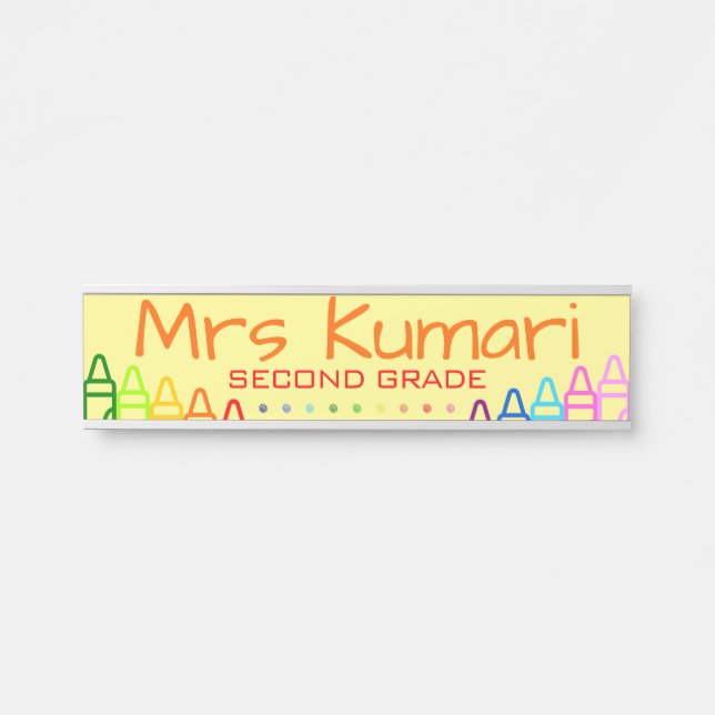 Personalised Teacher Crayon Design Door Sign (Front)